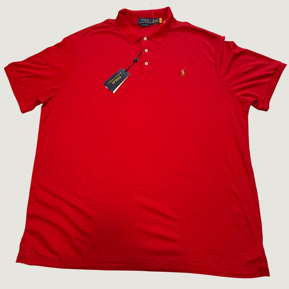 Polo Ralph Lauren Classic Fit Polo Shirt Red Short Sleeve Pony Logo Mens XXL NWT